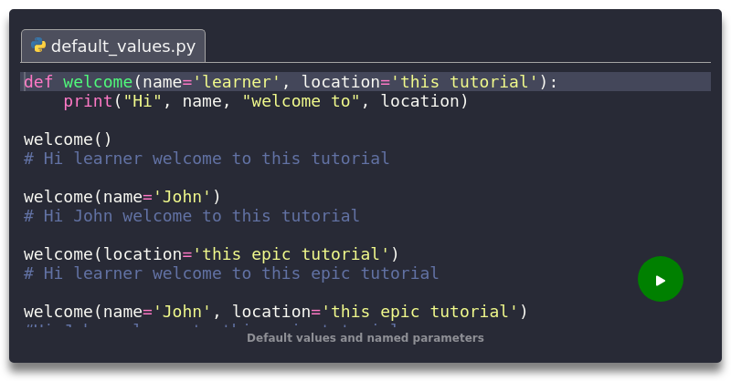 Default values and named parameters