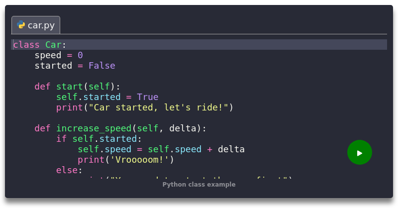 Python class example