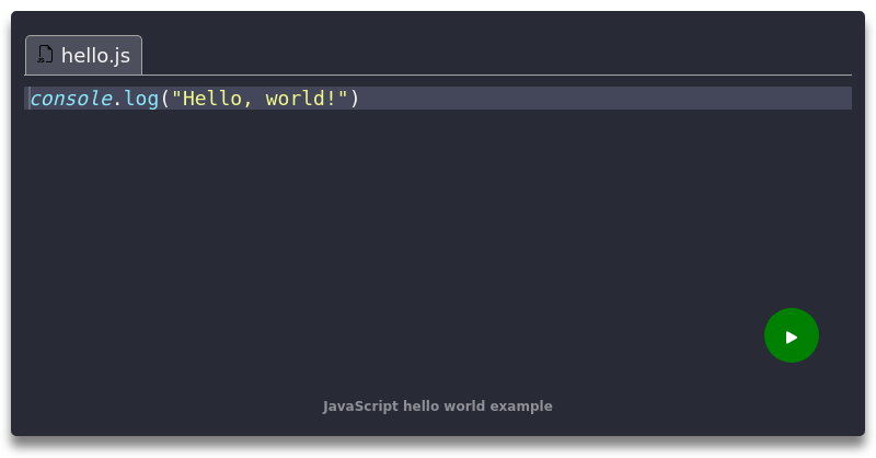 JavaScript hello world example