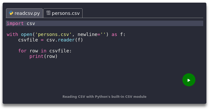 Reading CSV with Python's built-in CSV module