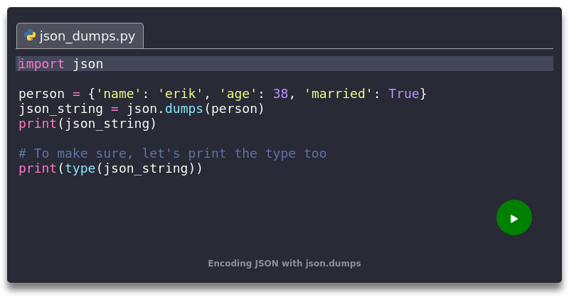 Encoding JSON with json.dumps