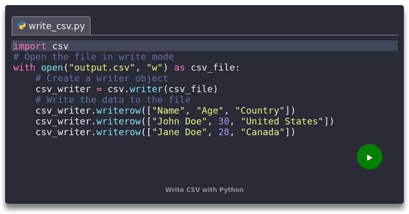 Write CSV with Python