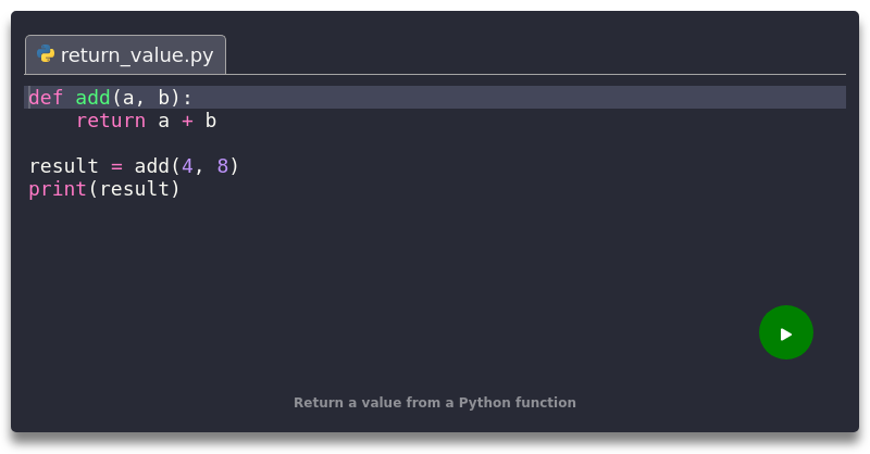 Return a value from a Python function