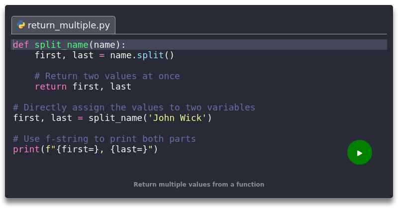 Return multiple values from a function