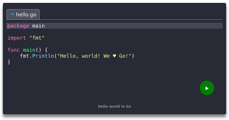 Hello world in Go