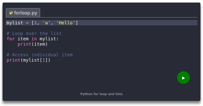 Python for loop and lists
