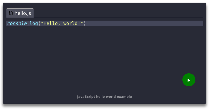 JavaScript Hello World Example JavaScript Code Example Crumb sh